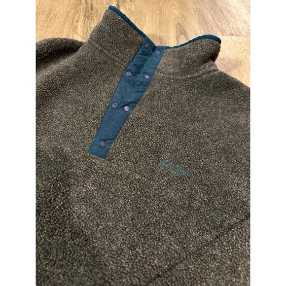 Vintage L.L. Bean Women’s Fleece Snap Pullover Gray Teal Size Large - Picture 2 of 4